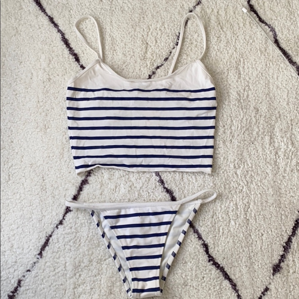 Brand new solid and striped bikini set!